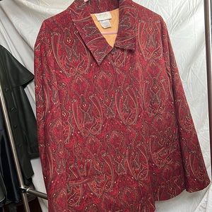 Maroon 70’s style sip up coat